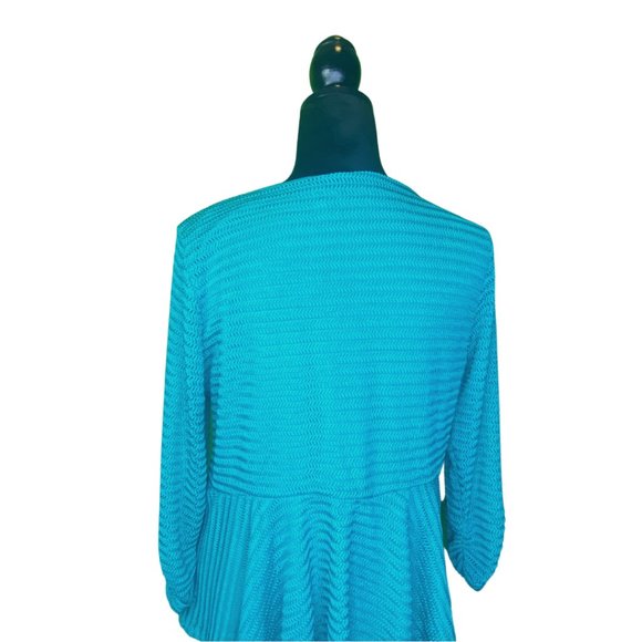 Tattoo Me Turquoise Stretch Peplum Blouse - Picture 3 of 4